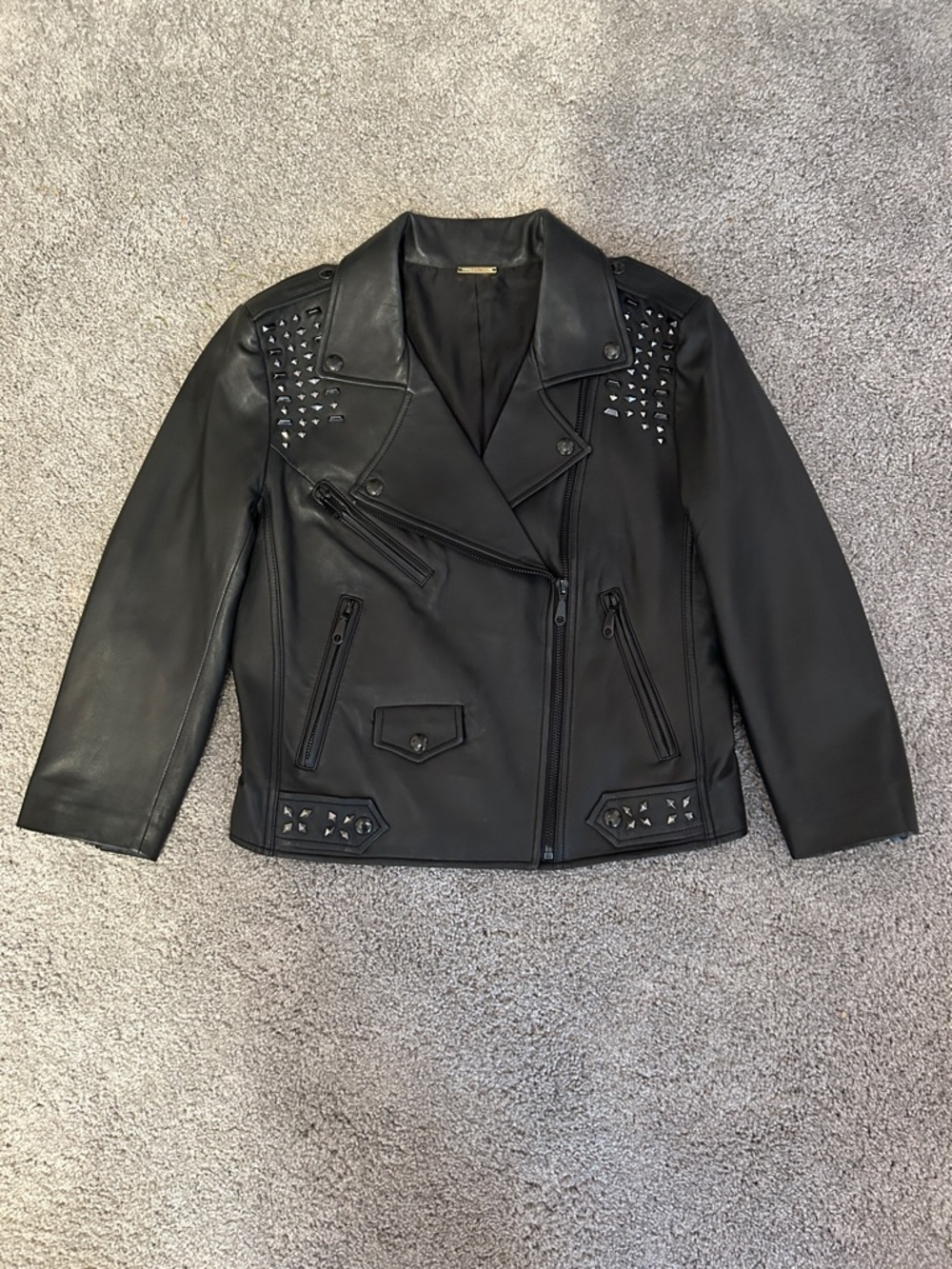 REBECCA MINKOFF Black Studded Moto Jacket